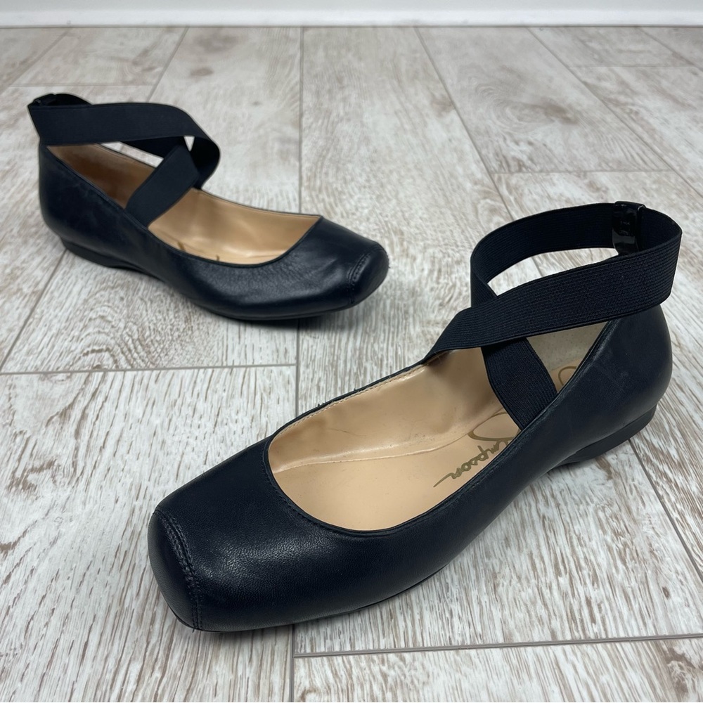 Jessica Simpson 9 Mandalaye leather Black Women's Ballet Flats